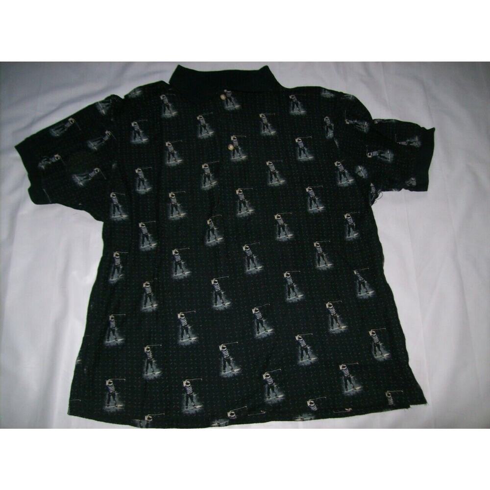 Munsingwear Polo Golf Shirt Size Large Black Mens -0911A3